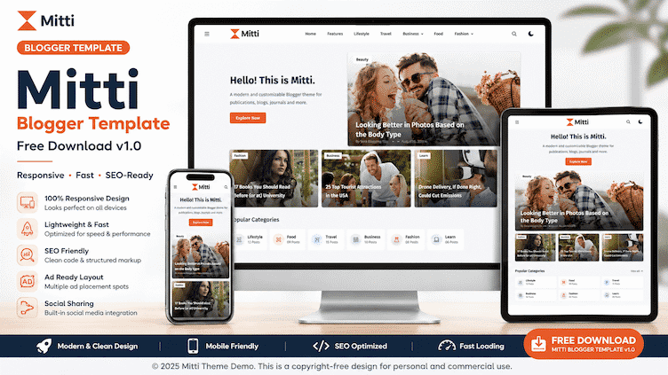 Mitti Blogger Template Free Download v1.0 (Responsive & Fast)