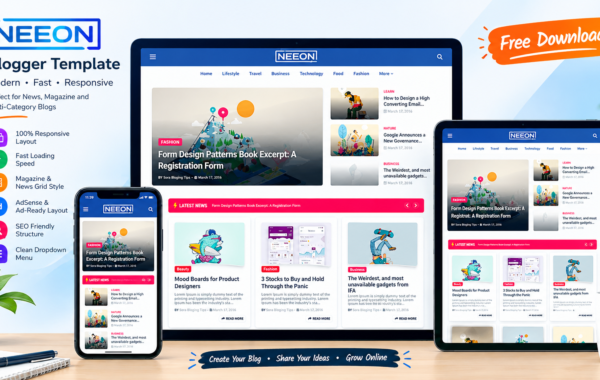Neeon Blogger Template Free Download v1.0 (Responsive & Fast)